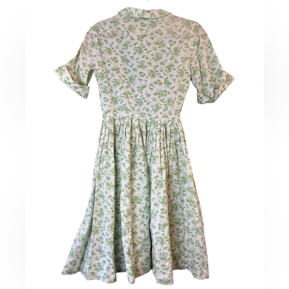 Vintage Country Corner Green Botanical Print Button-Up Dress - Picture 4 of 13